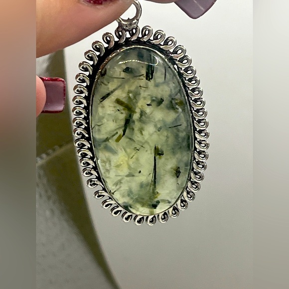 Prehnite Sterling Silver Pendant - Picture 1 of 6